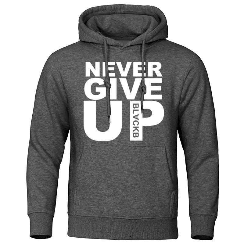 Männer Hoodies Marke Sweatshirts Weiche Herbst Winter Trainingsanzug Nie Geben Up Drucken Tops Baumwolle Streetwear Qualität Männliche Pullover M von Joom DACH