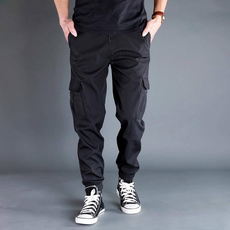 Männer Hosen Schwarz Jogger Multi Tasche Lose Sport Hosen Frühling Herbst Männlich Casual Jogginghose Cargo Hosen Plus Größe M-6XL XL schwarz von Joom DACH