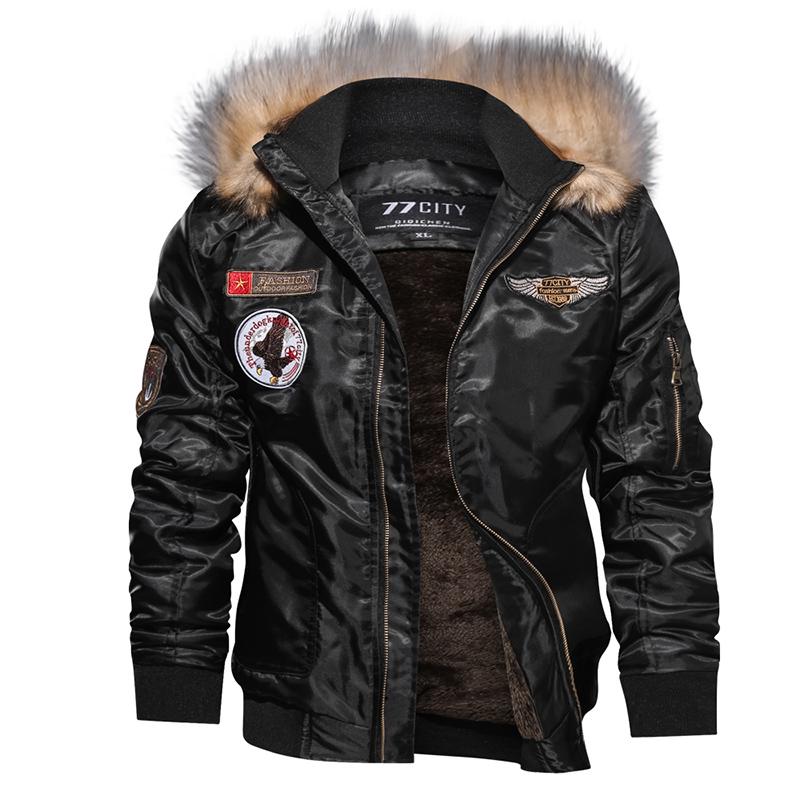 Männer Jacken Winter Armee Grün Militär Motorrad Ma-1 Fliegerjacke Pilot Air Force Bomberjacke L schwarz von Joom DACH