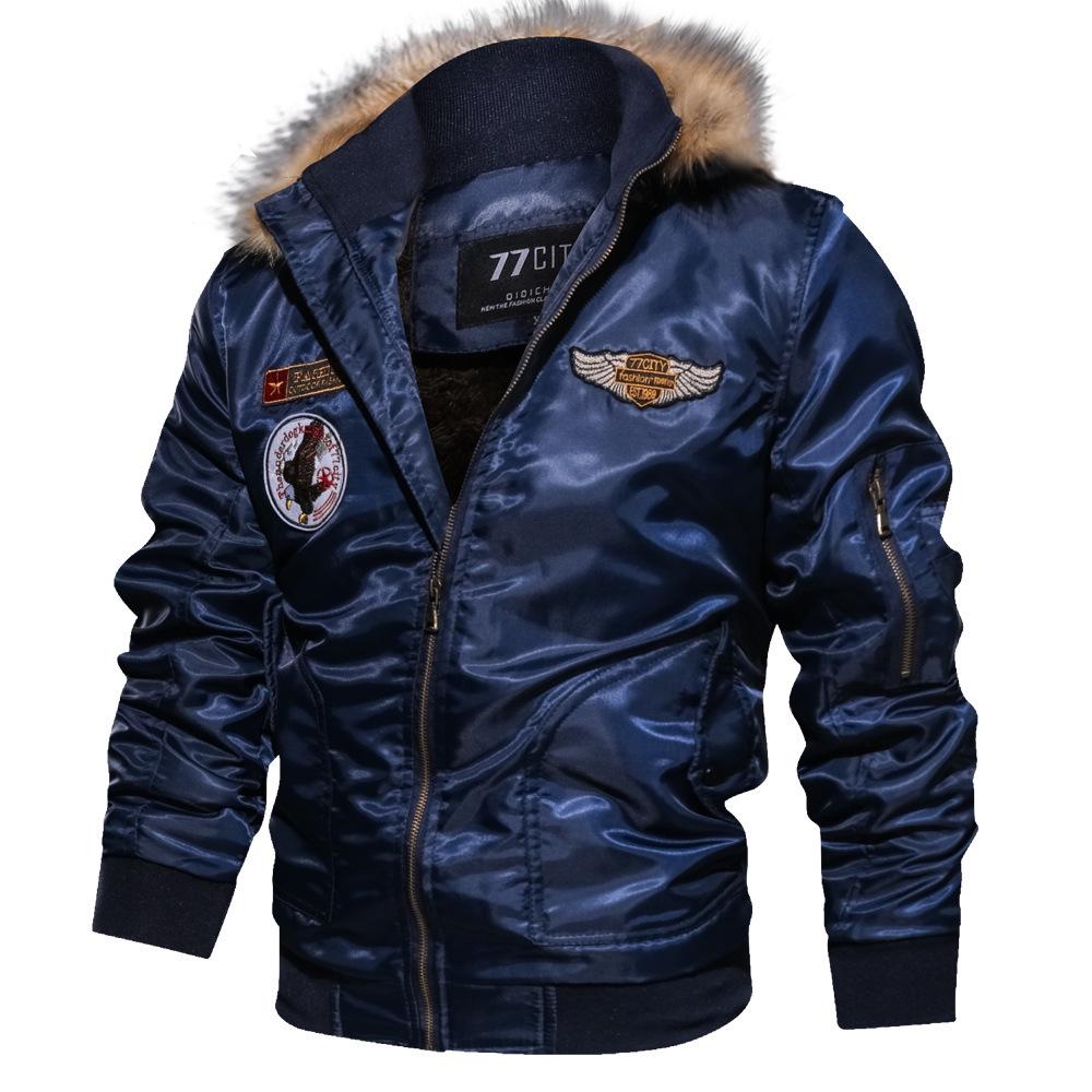 Männer Jacken Winter Armee Grün Militär Motorrad Ma-1 Fliegerjacke Pilot Air Force Bomberjacke L navy blau von Joom DACH