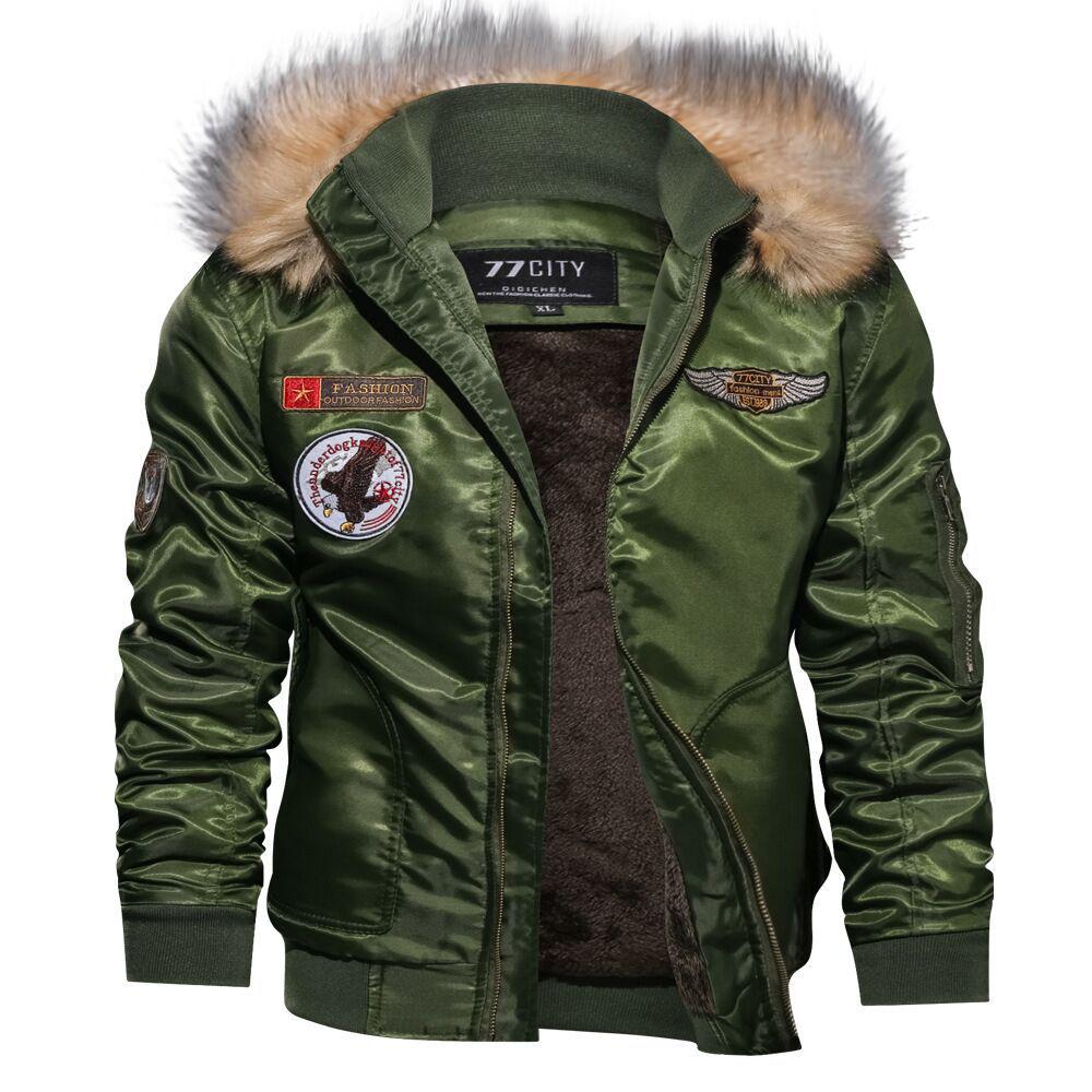 Männer Jacken Winter Armee Grün Militär Motorrad Ma-1 Fliegerjacke Pilot Air Force Bomberjacke XL armee grüne von Joom DACH