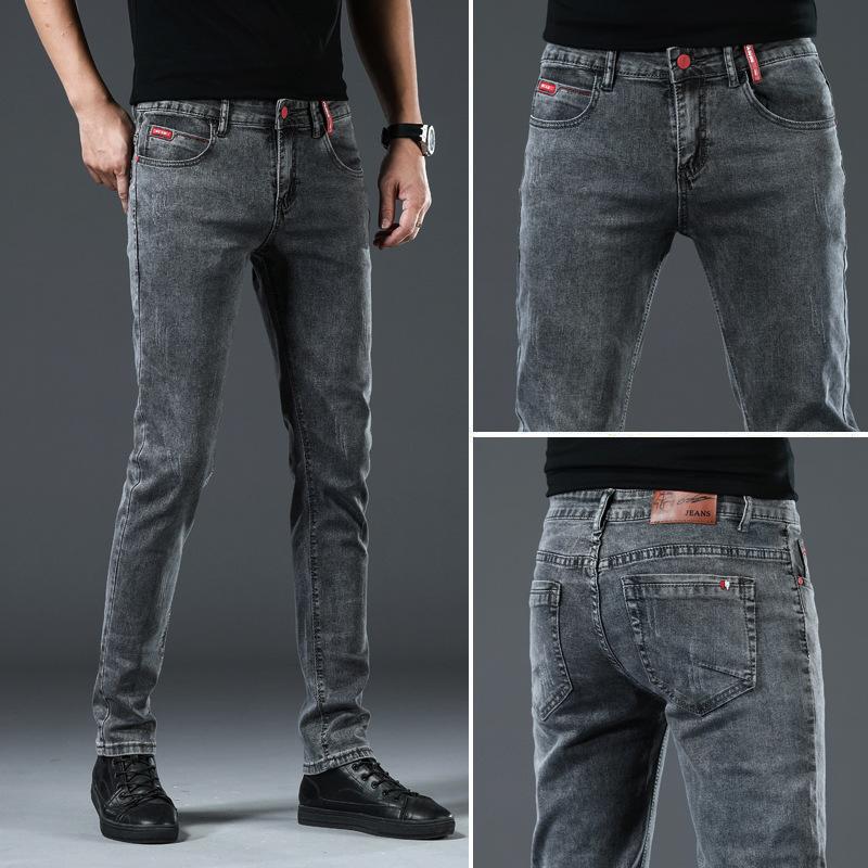 Männer Jeans Hosen Schnüren Denim Hosen Schwarze Hosen Skinny Slim Hip Hop Sportswear Elastische Taille Männliche Hosen 32 von Joom DACH
