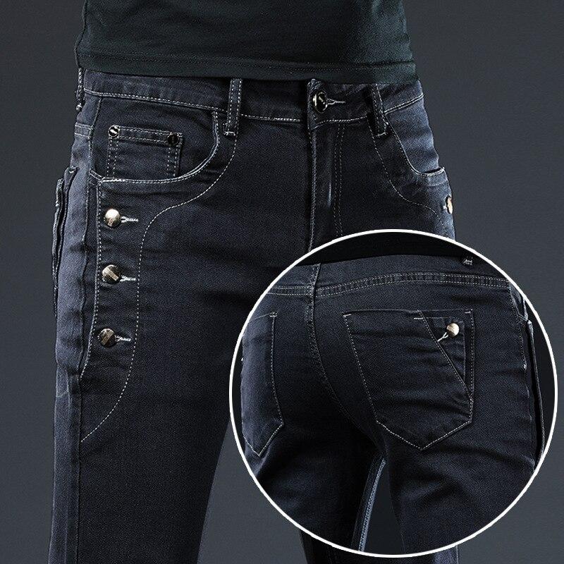 Männer Jeans Hosen Schnüren Denim Hosen Schwarze Hosen Skinny Slim Hip Hop Sportswear Elastische Taille Männliche Hosen 34 von Joom DACH