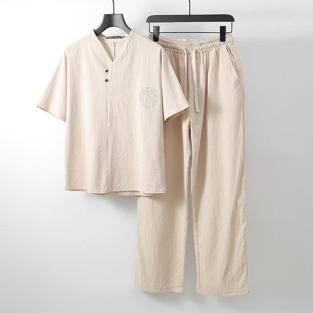 Männer Kleidung Große Größe Trainingsanzug Mann Sommer Anzug Leinen T-shirt Mode Männlichen Set Chinesischen Stil Plus Zwei Stück 9XL elfenbein Männer Kleidung Große Größe Trainingsanzug Mann Sommer Anzug Leinen T-shirt Mode Männlichen Set Chinesischen Stil Plus Zwei Stück 9XL elfenbein von Joom DACH