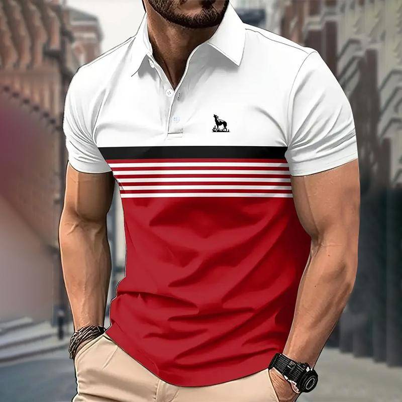 Männer Kleidung Sommer Neue Kurzarm Polo Shirt Männer Mode Streifen Golf Polo Shirt Tops 3XL von Joom DACH