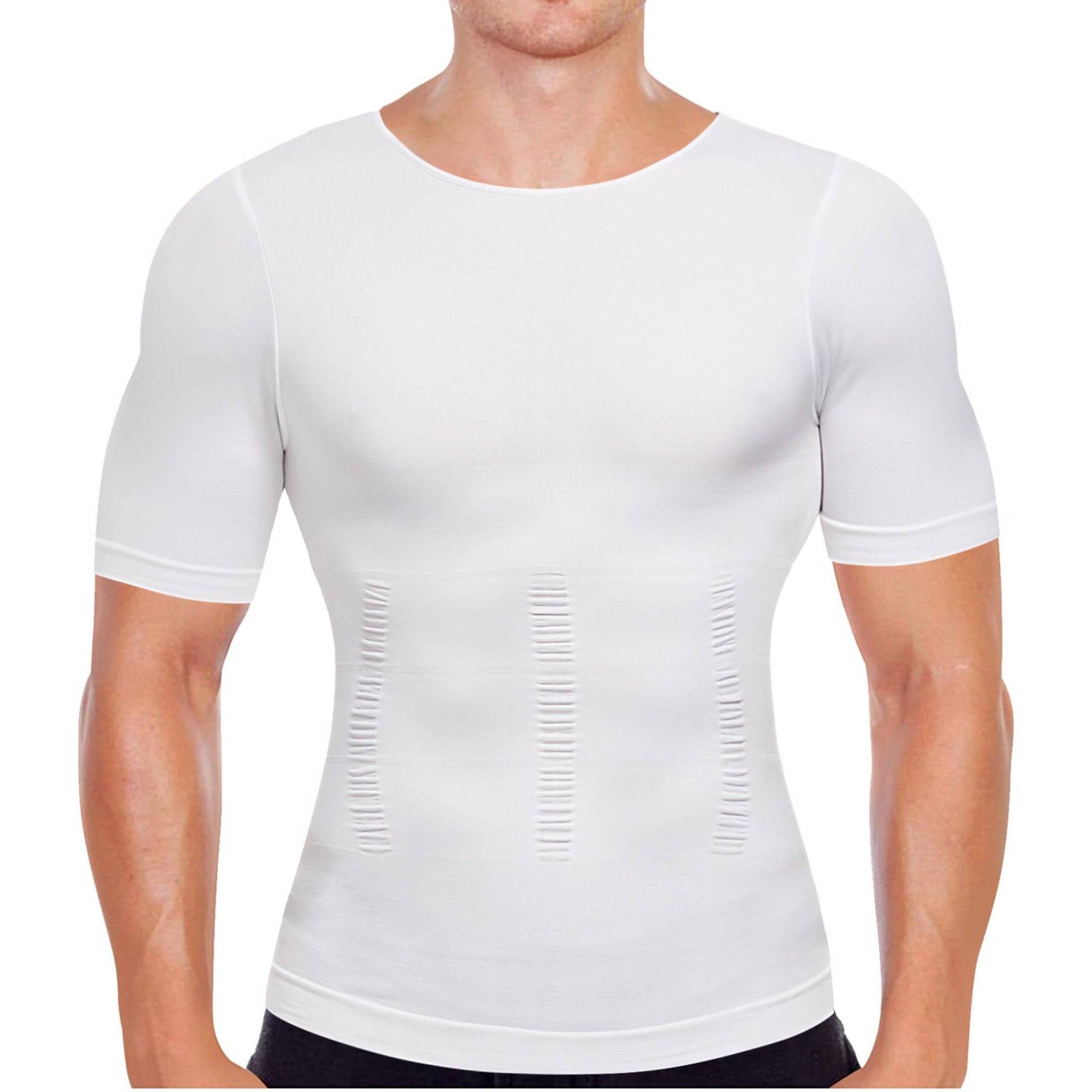 Männer Kompression Shirt Bauch Schlank Body Shaper Bauch Control Shapewear Taille Trainer Tank Tops Workout Weste Abnehmen Unterwäsche L weiß von Joom DACH