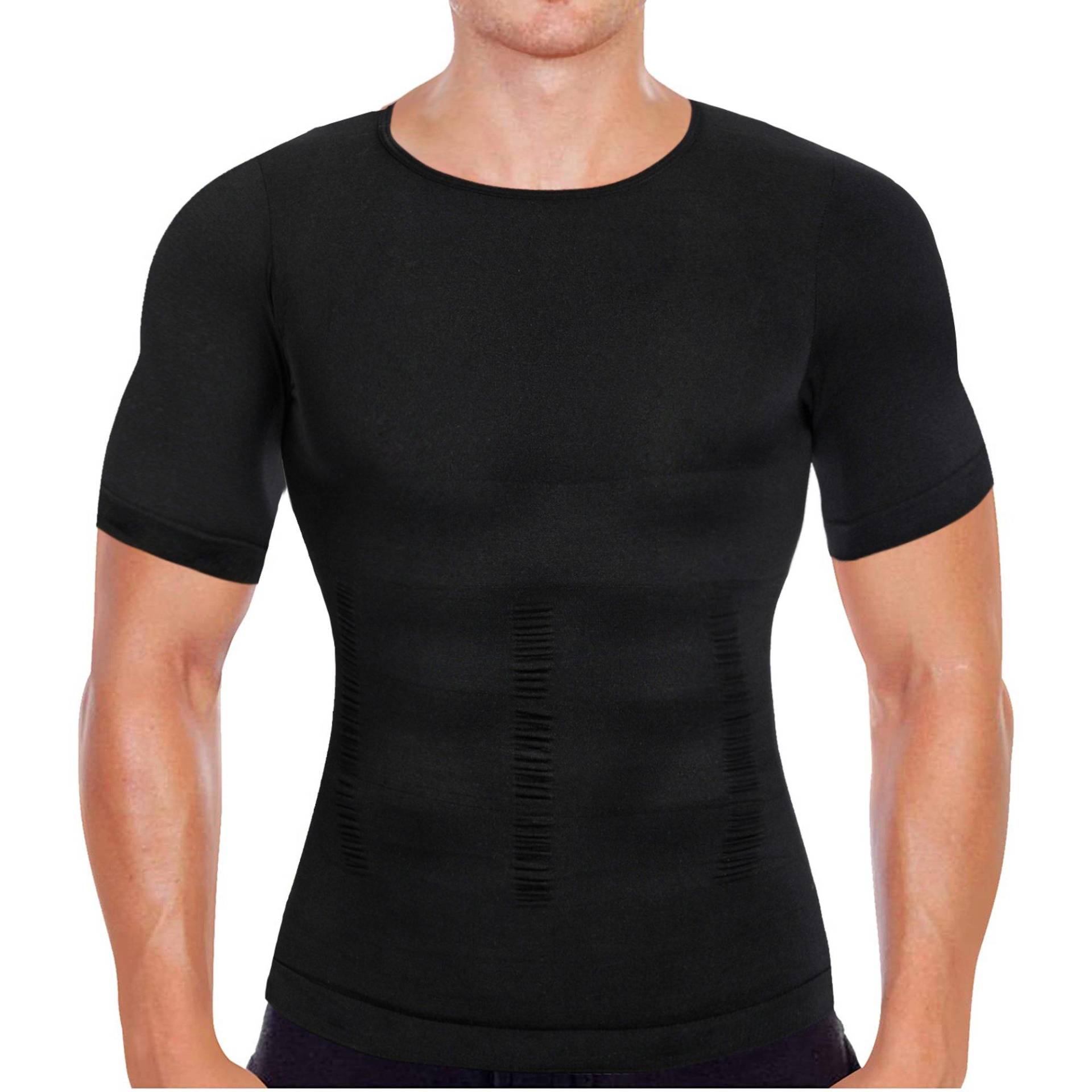 Männer Kompression Shirt Bauch Schlank Body Shaper Bauch Control Shapewear Taille Trainer Tank Tops Workout Weste Abnehmen Unterwäsche XXXL schwarz von Joom DACH