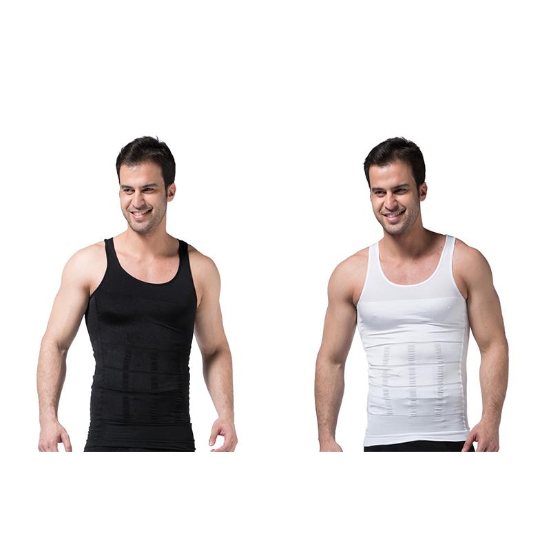 Männer Korsett Körper Abnehmen Bauch Shaper Lauf Weste Bauch Taille Gürtel Hemd Schwarz Shapewear Unterwäsche Taille Shirts Lauf Weste L weiß/schwarz von Joom DACH