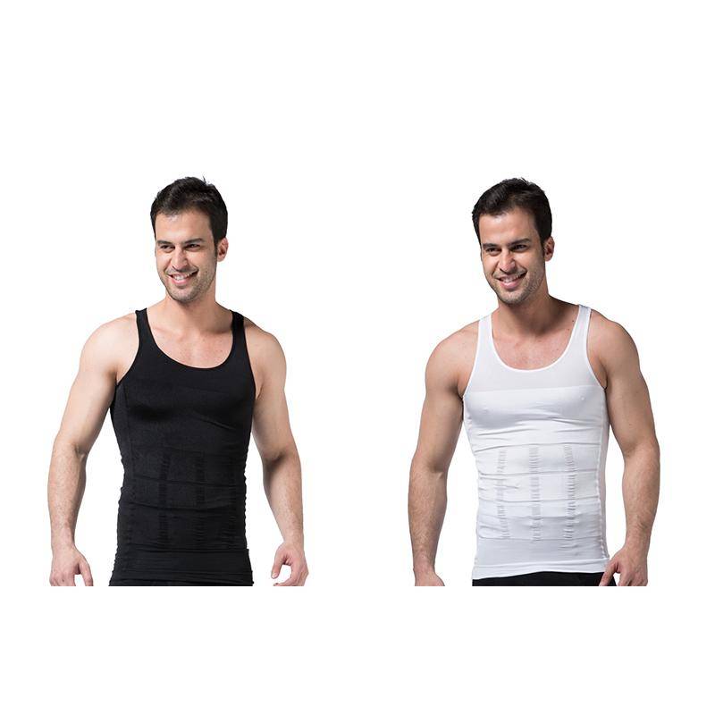 Männer Korsett Körper Abnehmen Bauch Shaper Lauf Weste Bauch Taille Gürtel Hemd Schwarz Shapewear Unterwäsche Taille Shirts Lauf Weste L weiß/schwarz von Joom DACH