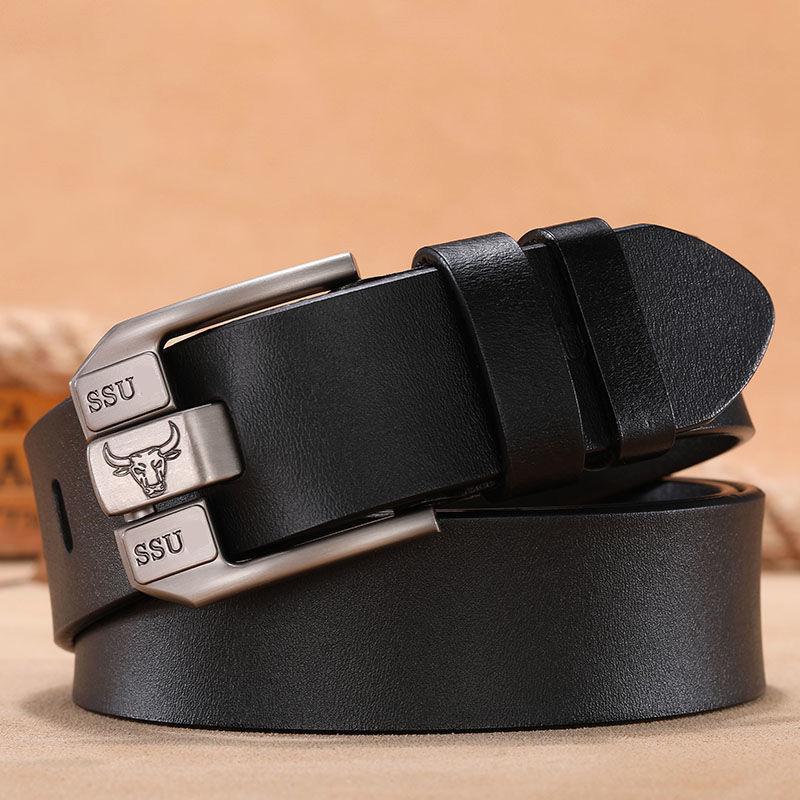 Männer Kuh Leder Gürtel Luxus Vintage Metall Pin Schnalle Designer Gürtel Rindsleder Strap Männlich für Jeans schwarz Männer Kuh Leder Gürtel Luxus Vintage Metall Pin Schnalle Designer Gürtel Rindsleder Strap Männlich für Jeans schwarz von Joom DACH