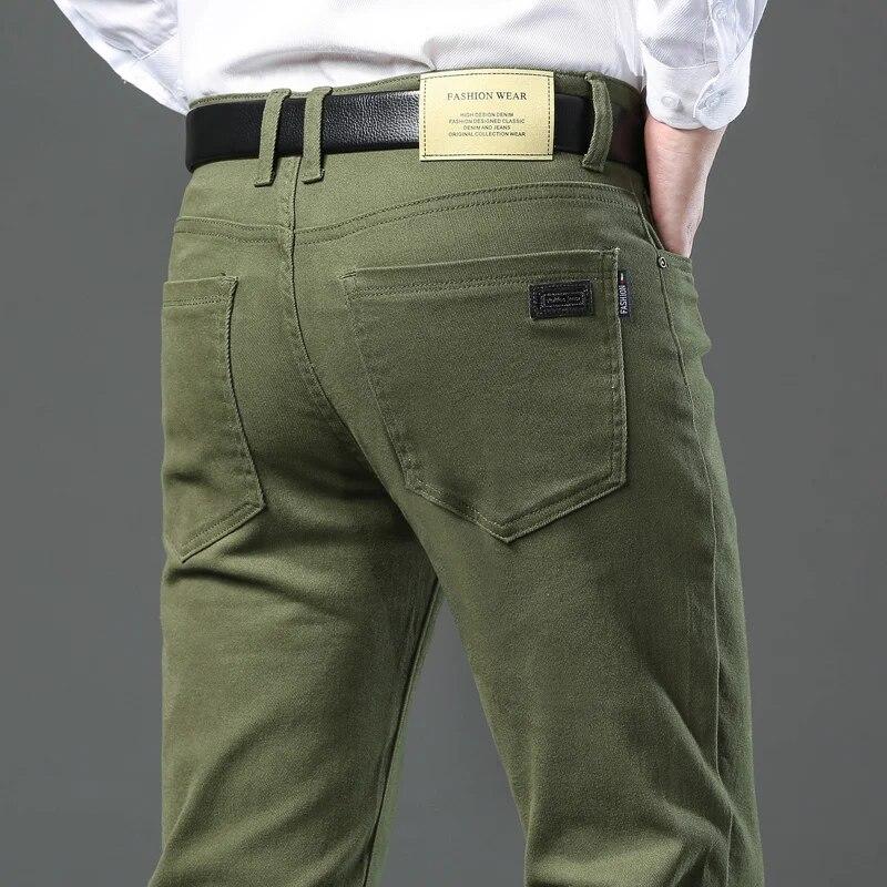 Männer Marke Hochwertige Jeans Mode Lässig Klassischen Stil Slim Fit Hose Männliche Marke Advanced Stretch Gerade Hosen Große Größe 34 armee grüne von Joom DACH