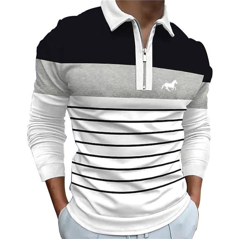 Männer Mode Frühling Herbst Casual Langarm Zipper Polo Shirt, Männer Zauber Farbe Golf Polo Shirt Tops. 2XL von Joom DACH