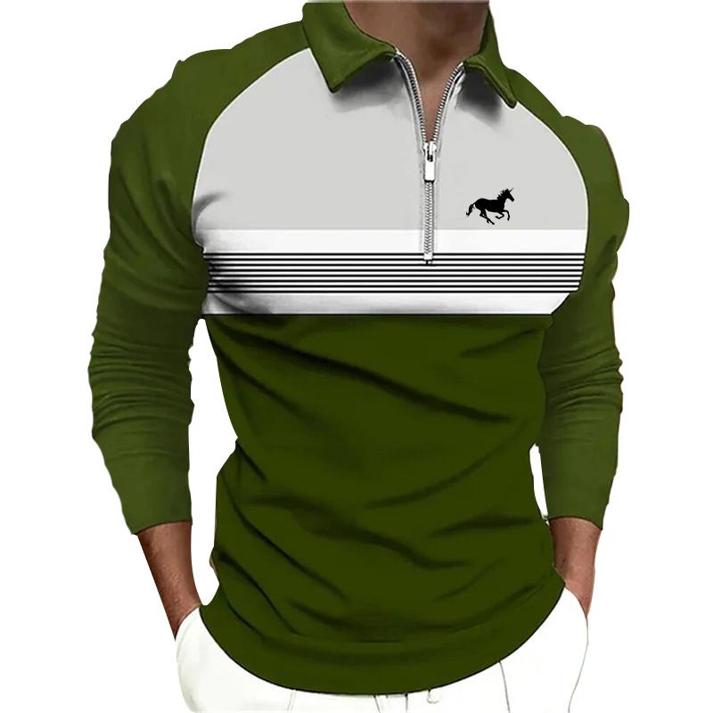 Männer Mode Frühling Herbst Casual Langarm Zipper Polo Shirt, Männer Zauber Farbe Golf Polo Shirt Tops. 4XL von Joom DACH