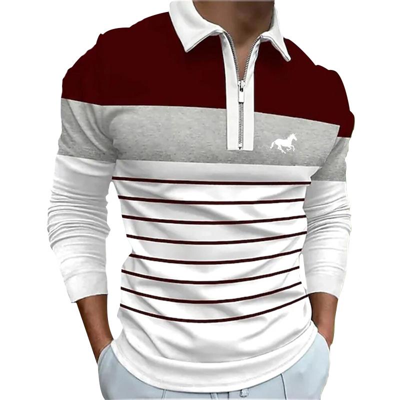 Männer Mode Frühling Herbst Casual Langarm Zipper Polo Shirt, Männer Zauber Farbe Golf Polo Shirt Tops. 5XL von Joom DACH
