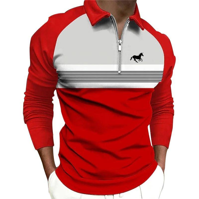 Männer Mode Frühling Herbst Casual Langarm Zipper Polo Shirt, Männer Zauber Farbe Golf Polo Shirt Tops. 5XL von Joom DACH