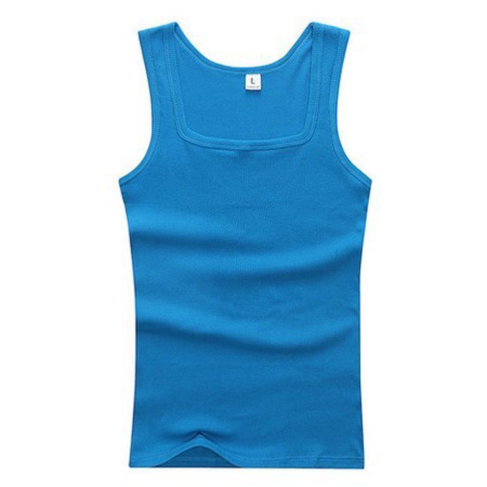 Männer Muskelwesten Baumwolle Unterwäsche Ärmelloses Tank Top Solide Muskelweste Unterhemden Quadratischer Kragen Gymclothing Bodybuilding Tank Tops L blau von Joom DACH