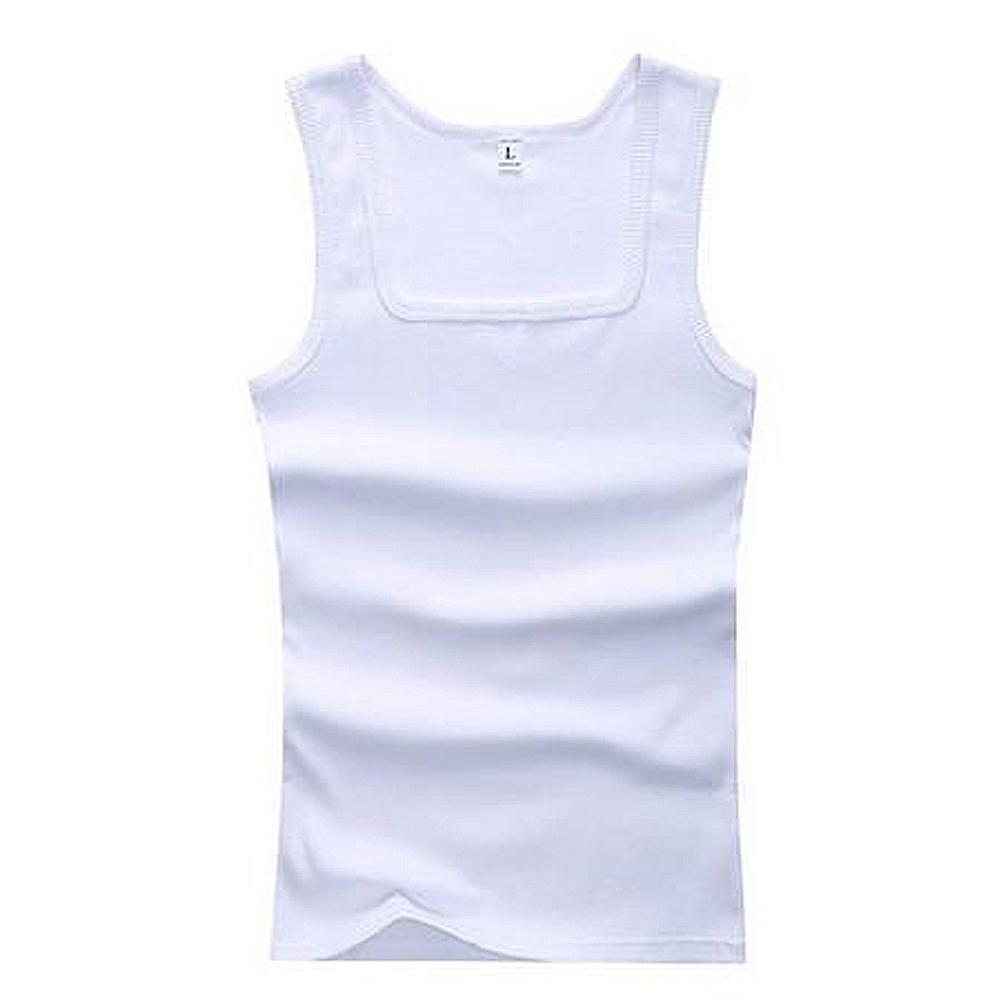 Männer Muskelwesten Baumwolle Unterwäsche Ärmelloses Tank Top Solide Muskelweste Unterhemden Quadratischer Kragen Gymclothing Bodybuilding Tank Tops L weiß von Joom DACH