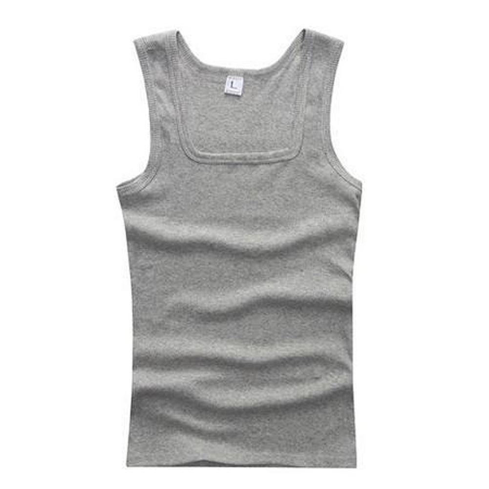 Männer Muskelwesten Baumwolle Unterwäsche Ärmelloses Tank Top Solide Muskelweste Unterhemden Quadratischer Kragen Gymclothing Bodybuilding Tank Tops M graue von Joom DACH