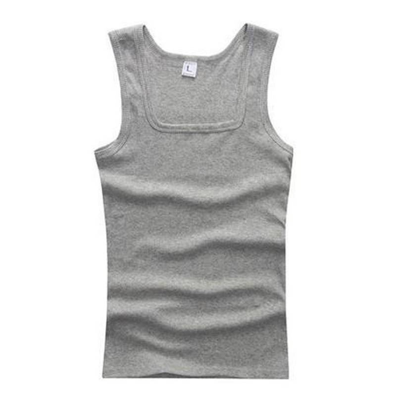 Männer Muskelwesten Baumwolle Unterwäsche Ärmelloses Tank Top Solide Muskelweste Unterhemden Quadratischer Kragen Gymclothing Bodybuilding Tank Tops M graue von Joom DACH