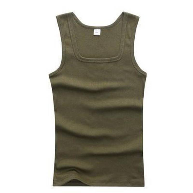 Männer Muskelwesten Baumwolle Unterwäsche Ärmelloses Tank Top Solide Muskelweste Unterhemden Quadratischer Kragen Gymclothing Bodybuilding Tank Tops M armee grüne von Joom DACH