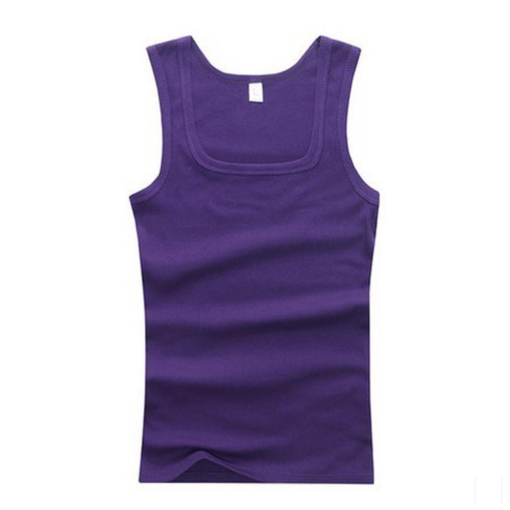 Männer Muskelwesten Baumwolle Unterwäsche Ärmelloses Tank Top Solide Muskelweste Unterhemden Quadratischer Kragen Gymclothing Bodybuilding Tank Tops M violett von Joom DACH