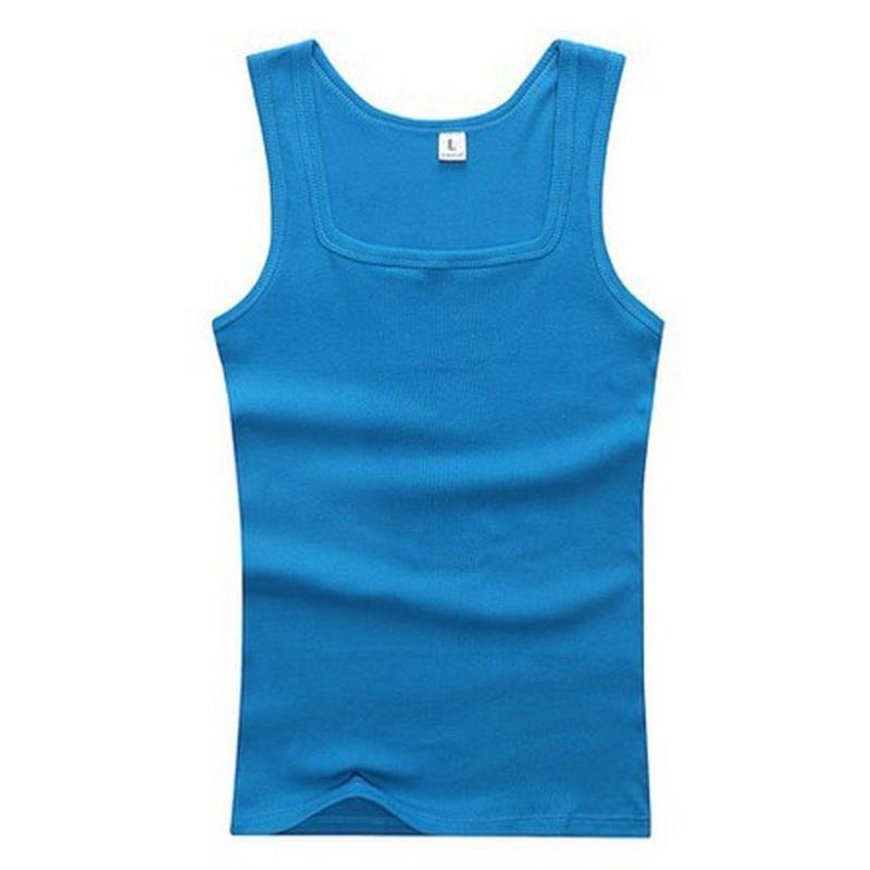 Männer Muskelwesten Baumwolle Unterwäsche Ärmelloses Tank Top Solide Muskelweste Unterhemden Quadratischer Kragen Gymclothing Bodybuilding Tank Tops XL blau von Joom DACH