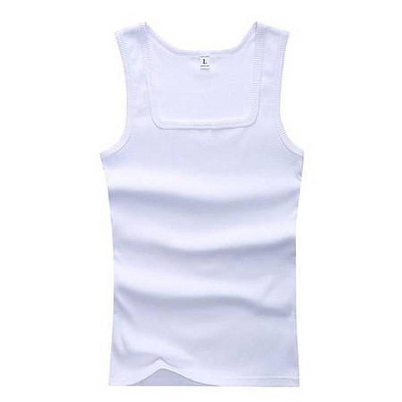 Männer Muskelwesten Baumwolle Unterwäsche Ärmelloses Tank Top Solide Muskelweste Unterhemden Quadratischer Kragen Gymclothing Bodybuilding Tank Tops XL weiß von Joom DACH