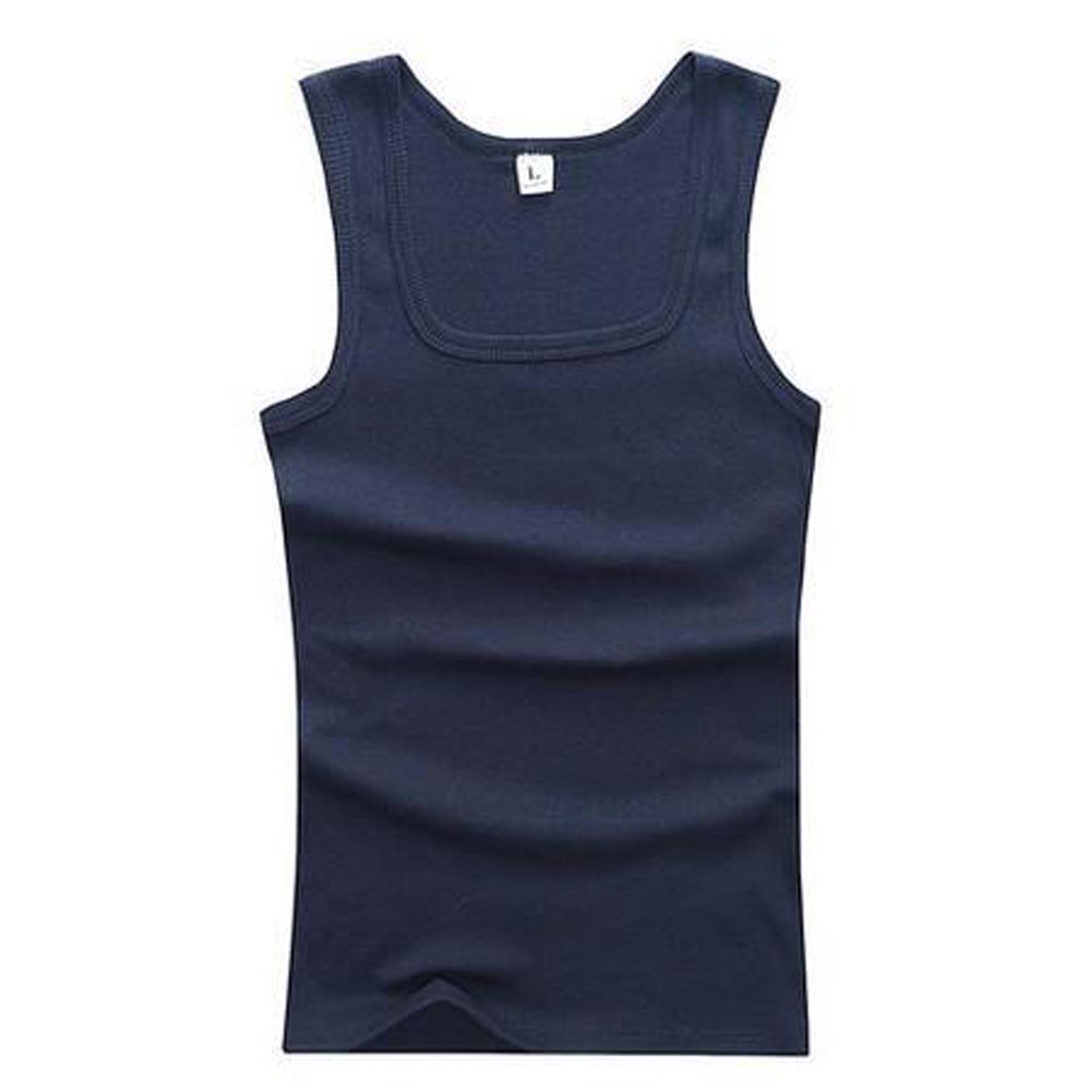 Männer Muskelwesten Baumwolle Unterwäsche Ärmelloses Tank Top Solide Muskelweste Unterhemden Quadratischer Kragen Gymclothing Bodybuilding Tank Tops XXL navy blau von Joom DACH