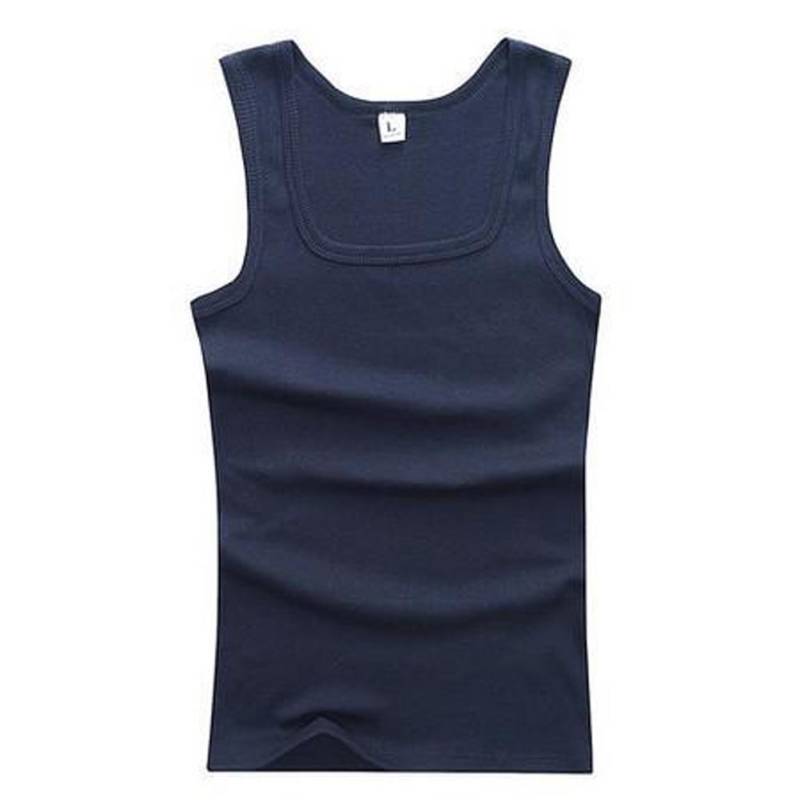 Männer Muskelwesten Baumwolle Unterwäsche Ärmelloses Tank Top Solide Muskelweste Unterhemden Quadratischer Kragen Gymclothing Bodybuilding Tank Tops XXL navy blau von Joom DACH
