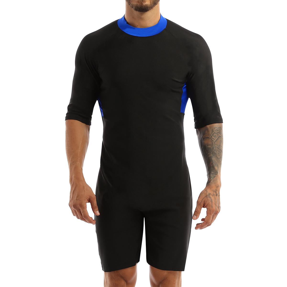 Männer Neoprenanzug Surfen Schwimmen Badeanzug Einteilige Halbarm Trikot Body Shorty Neoprenanzug Bademode L königsblau von Joom DACH