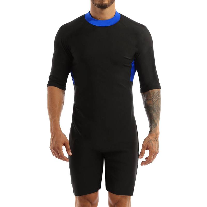 Männer Neoprenanzug Surfen Schwimmen Badeanzug Einteilige Halbarm Trikot Body Shorty Neoprenanzug Bademode L königsblau von Joom DACH