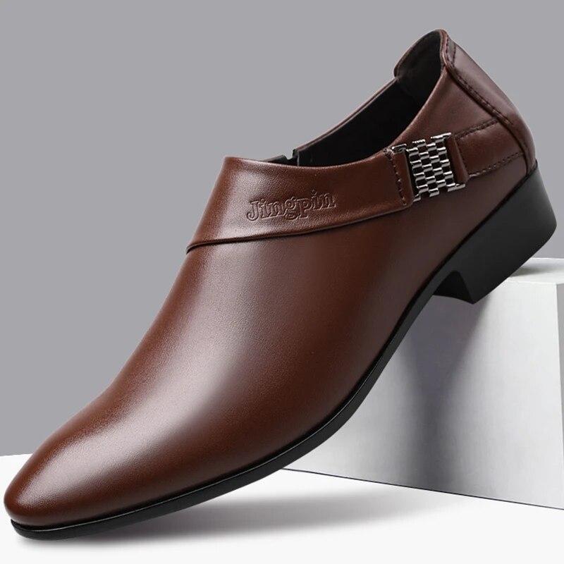 Männer PU Leder Schuhe Formelle Kleidung Schuhe für Männer Plus Größe Party Hochzeit Büro Arbeit Schuhe Slip on Business Casual Oxfords 43 braun von Joom DACH