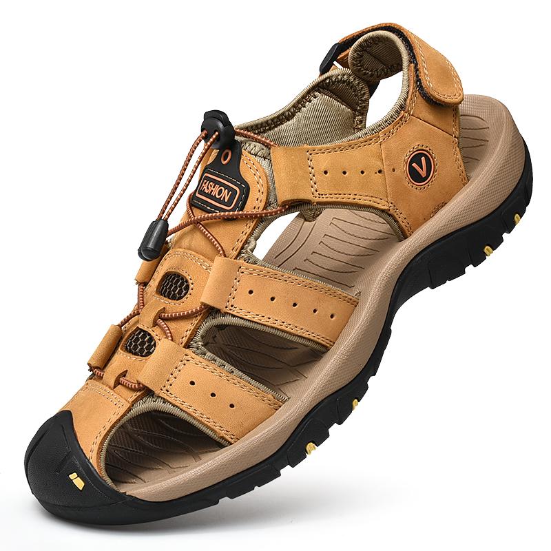 Männer Sandale Aus Echtem Leder Männer Schuhe für Sommer Große Größe Outdoor Wanderschuhe Männliche Sandalen Mann Hausschuhe Plus Größe 39 von Joom DACH
