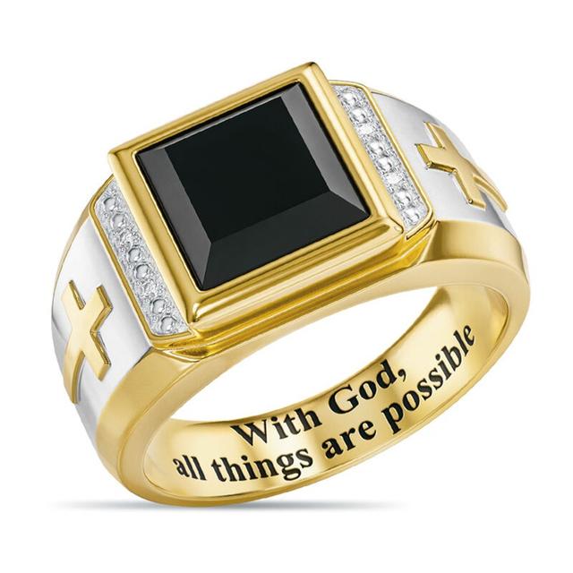 Männer Seite Kreuz Zwei Ton Schwarz Zirkon Ring Mode Männlichen Party Schmuck Mann Hochzeit Zubehör Freund Liebe Geschenk 13 von Joom DACH