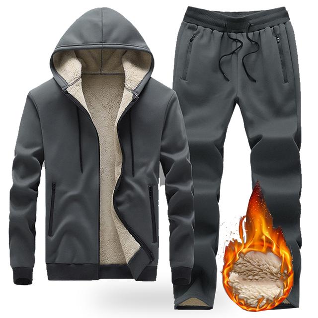 Männer Set Marke Trainingsanzug Gefüttert Starke Mit Kapuze Sweatshirt Sportswear 3 stücke Sets Männlichen Winter Warme Oberbekleidung M von Joom DACH