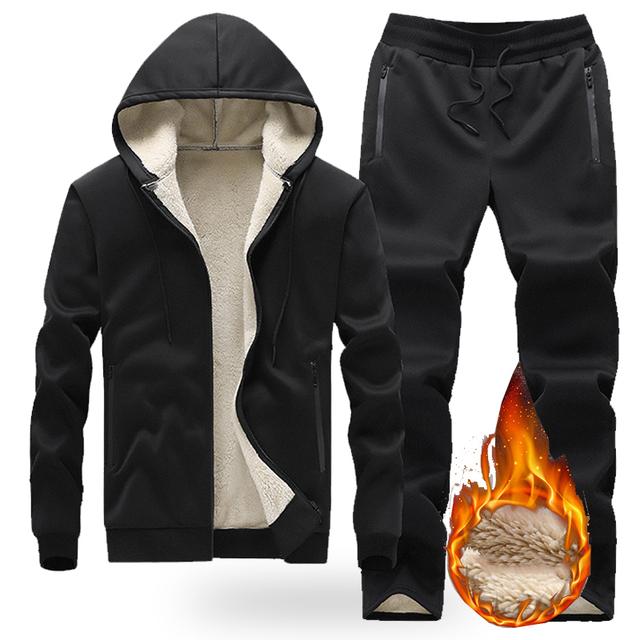 Männer Set Marke Trainingsanzug Gefüttert Starke Mit Kapuze Sweatshirt Sportswear 3 stücke Sets Männlichen Winter Warme Oberbekleidung XL von Joom DACH