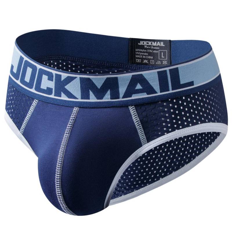 Männer Slips JOCKMAIL Marke Sexy Low Taille Color Blocking Design Sport Atmungsaktive Unterhose Mesh Material männer Unterwäsche XL dunkelblaue von Joom DACH