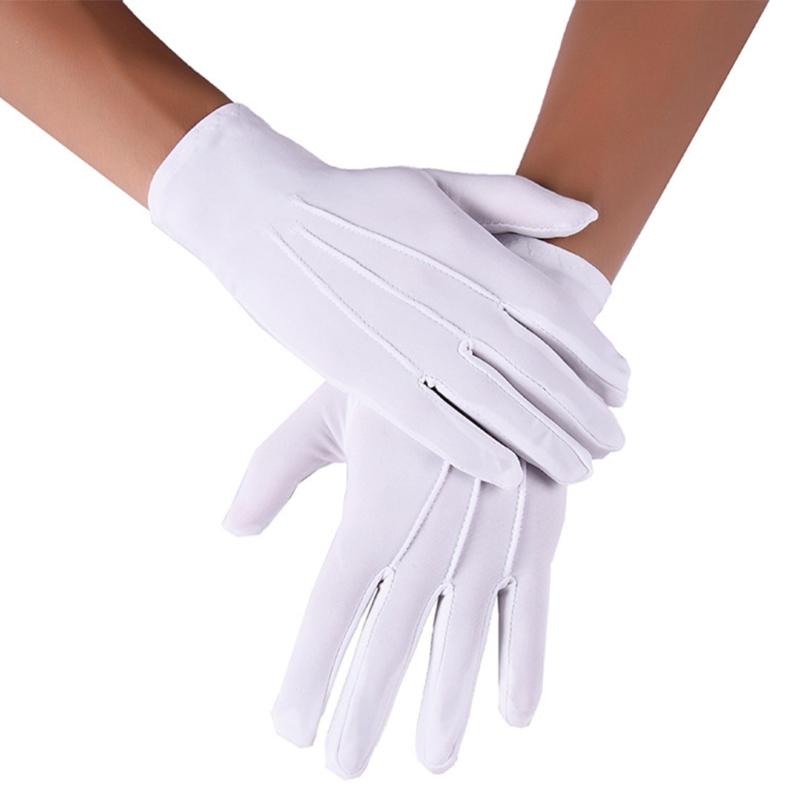 Männer Spandex Dünne Schwarz Weiß Parade Handschuhe Formale Smoking Kostüm Ehrengarde Fäustlinge für Münze Schmuck Silber Inspektion weiß von Joom DACH