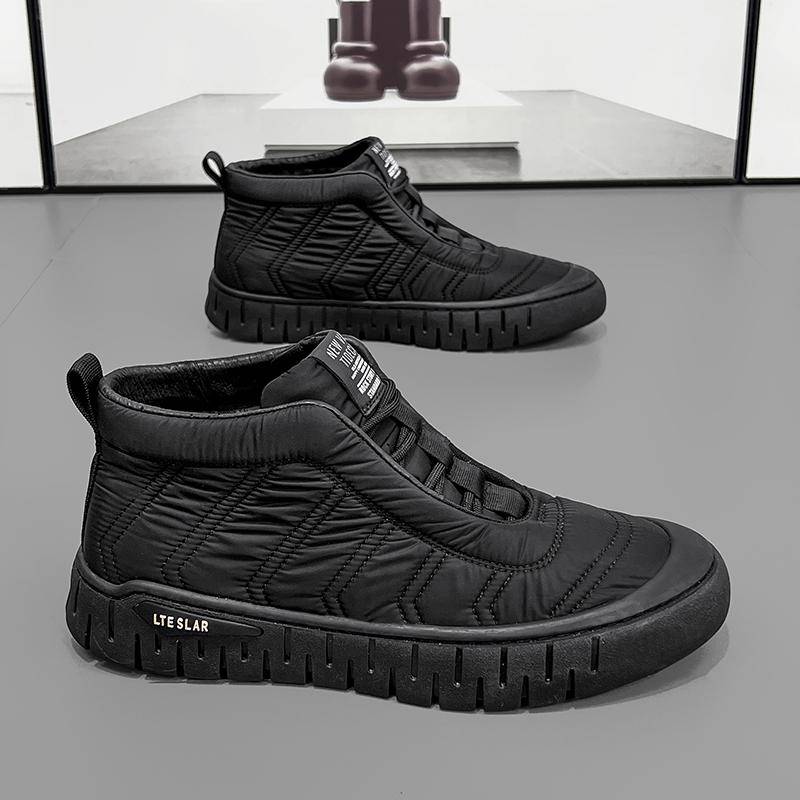 Männer Stiefel Winter High Top Leinwand Schuhe Mode Baumwolle Schuhe Mode Stiefel Business Casual Outdoor Schuhe Männlichen Turnschuhe Neue 44 schwarz von Joom DACH