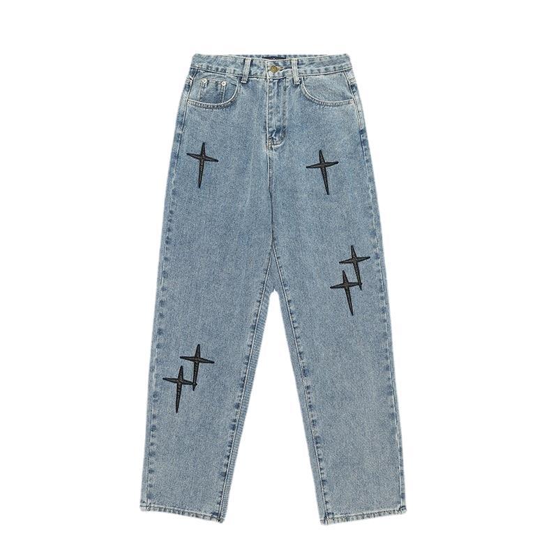 Männer Streetwear Baggy Wide Leg Jeans koreanische Mode gerade lässig lose Denim Cargohose Übergröße L von Joom DACH