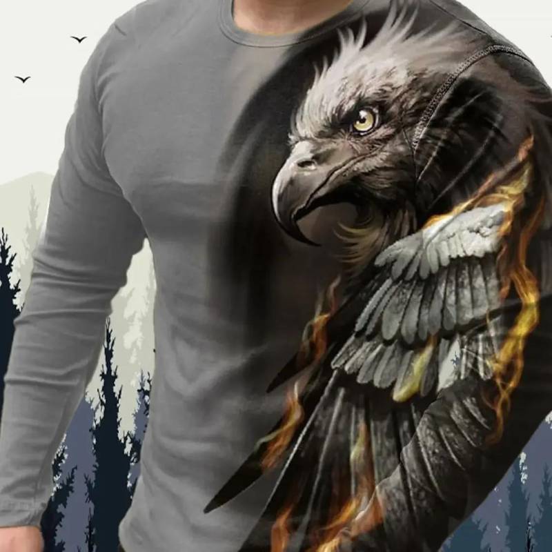 Männer T Shirts Vintage Tier Wolf Langarm Tops Herbst Sweatshirt Grafik Casual Hip Hop Mode Kleidung Oansatz T-shirts 6XL von Joom DACH