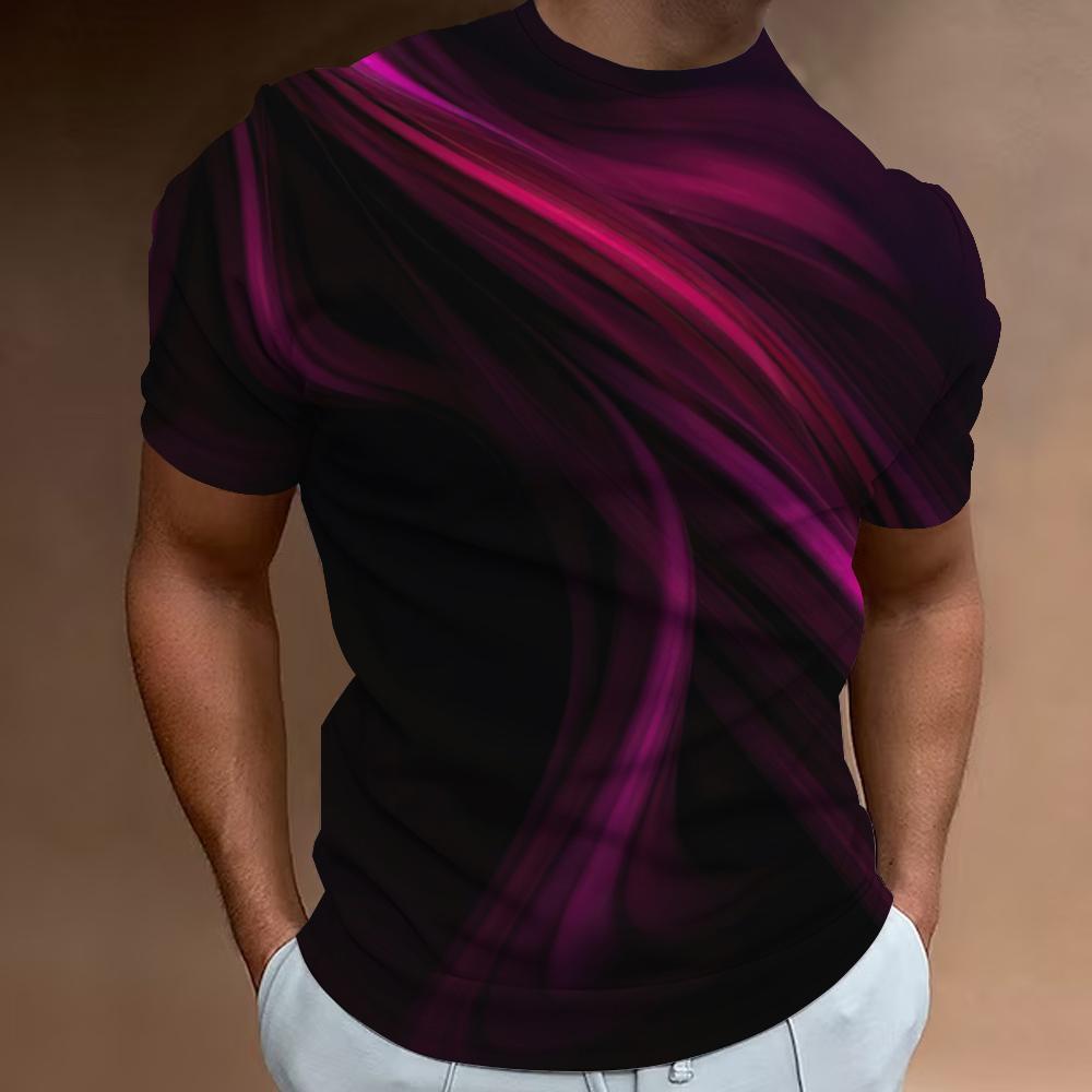 Männer T-shirt 3D Gestreiften Druck Sweatshirt Tops Sommer O Hals Casual Kurzarm Männlich Slim Fit Kleidung Günstige Bekleidung L von Joom DACH