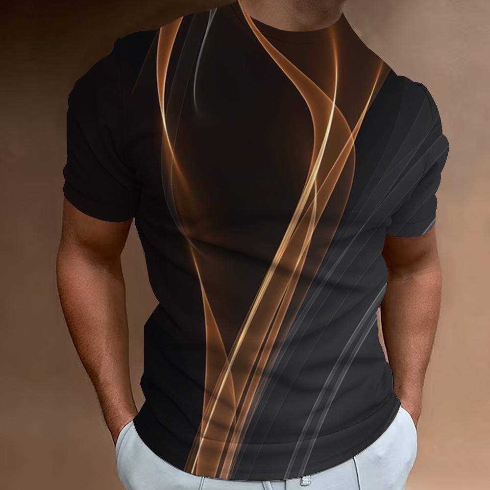 Männer T-shirt 3D Gestreiften Druck Sweatshirt Tops Sommer O Hals Casual Kurzarm Männlich Slim Fit Kleidung Günstige Bekleidung M von Joom DACH