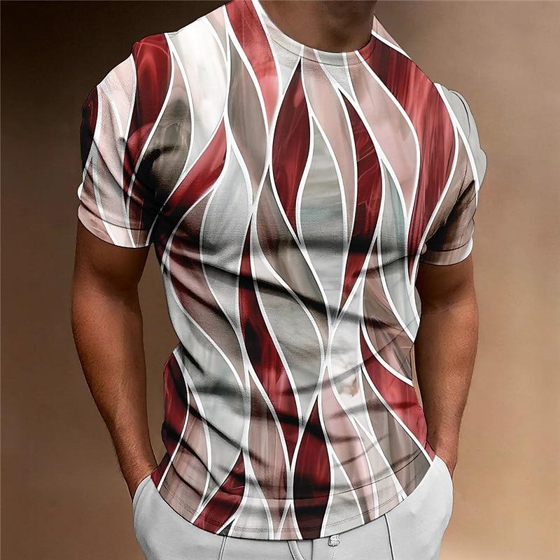 Männer T-shirt 3D Gestreiften Druck Sweatshirt Tops Sommer O Hals Casual Kurzarm Männlich Slim Fit Kleidung Günstige Bekleidung XL von Joom DACH