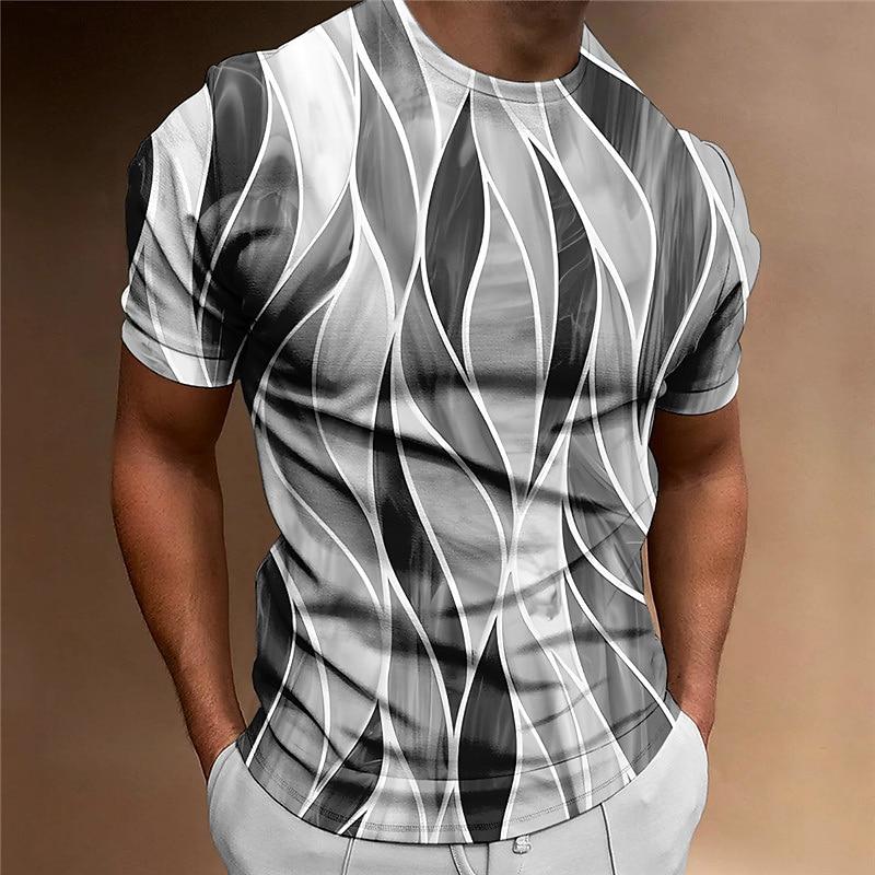 Männer T-shirt 3D Gestreiften Druck Sweatshirt Tops Sommer O Hals Casual Kurzarm Männlich Slim Fit Kleidung Günstige Bekleidung XL von Joom DACH