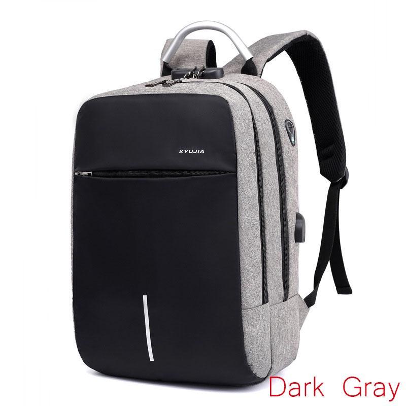 Männer Tasche Passwort Lock Anti-diebstahl Rucksack USB Lade Computer Tasche Business Casual Rucksack None dunkelgrau von Joom DACH