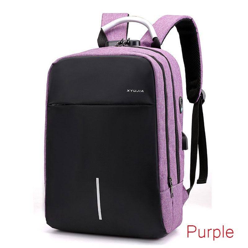 Männer Tasche Passwort Lock Anti-diebstahl Rucksack USB Lade Computer Tasche Business Casual Rucksack None violett von Joom DACH