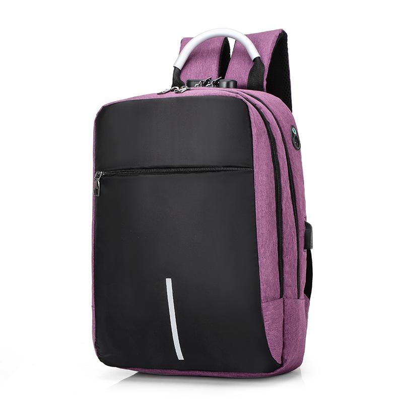 Männer Tasche Passwort Lock Anti-diebstahl Rucksack USB Lade Computer Tasche Business Casual Rucksack One size violett von Joom DACH