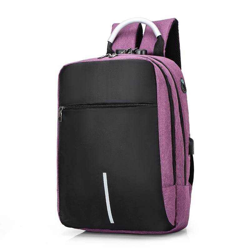 Männer Tasche Passwort Lock Anti-diebstahl Rucksack USB Lade Computer Tasche Business Casual Rucksack One size violett von Joom DACH