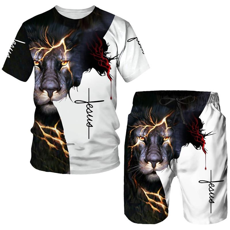 Männer Übergroße Kleidung T-shirt Shorts outfits Sets Streetwear Männliche T-shirt Set Sommer Retro Strand 3D Druck Männer Trainingsanzug 4XL von Joom DACH